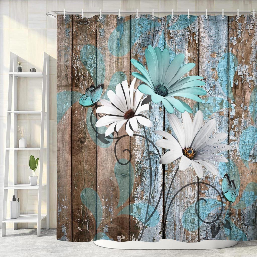 Chrysanthemum 3D Print Waterproof Polyester Shower Curtain