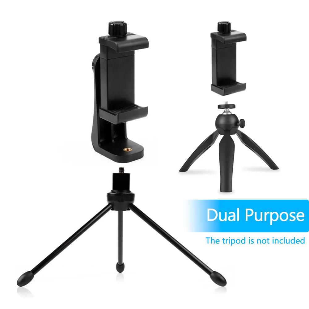 Tripod Mount Universal 360 Degree Mobile Phone Clip for 1/4" Screw Holes Cellphone Holder Desk Tripod Adapter For Phone