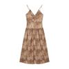New Chinese-style neck sling v-neck dress women's summer backless waist sexy long dress pure desire coffee color a-word skirt