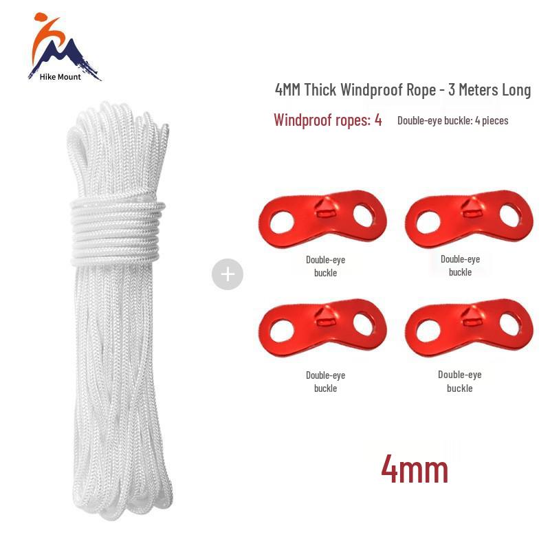 Outdoor Awning Pole Rope - 4mm & 5mm Thick Windproof with Buckle, Tent Rope, Clothesline, Bundling Rope
