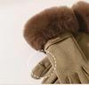 Women's Velvet Rabbit Fur Fleece-Lined Cycling Gloves - Warm, Non-Slip, Windproof, Thick Winter Gloves