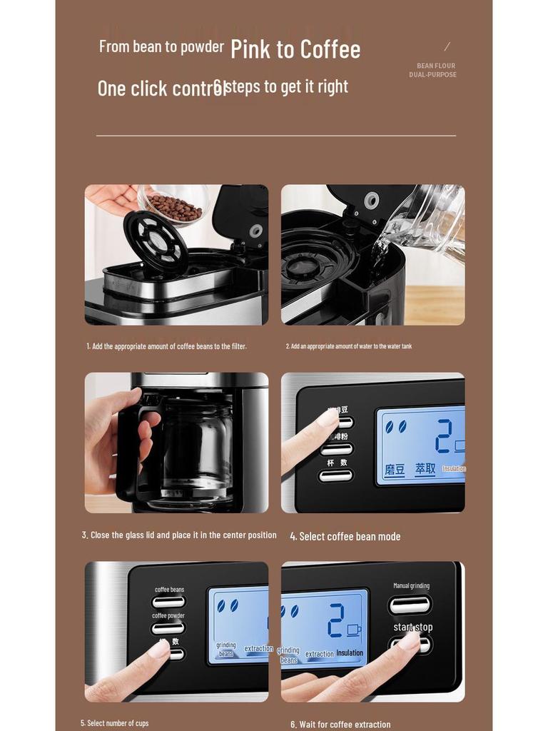 Smart Fully Automatic Coffee Maker with Grinder and Insulation for Freshly Ground Coffee