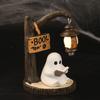 Handbemalte Halloween-Lampe, batteriebetrieben, Schreibtisch-Dekoration, Licht, Geschenk für Buchclub