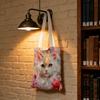 Cute Oil Painting Cat Storage Bags Large Capacity Canvas Bag For Female Students To Hold Books Tote Mommy Bag
