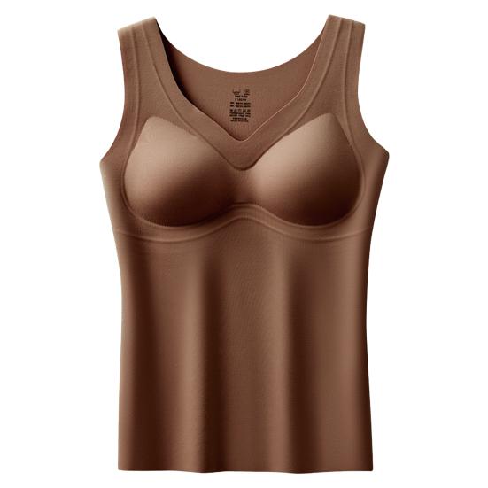 Women's Thermal Tank Top Tummy Control Sleeveless Camisole Top Seamless Padded Shapewear Winter Warm Undershirt Base Layer