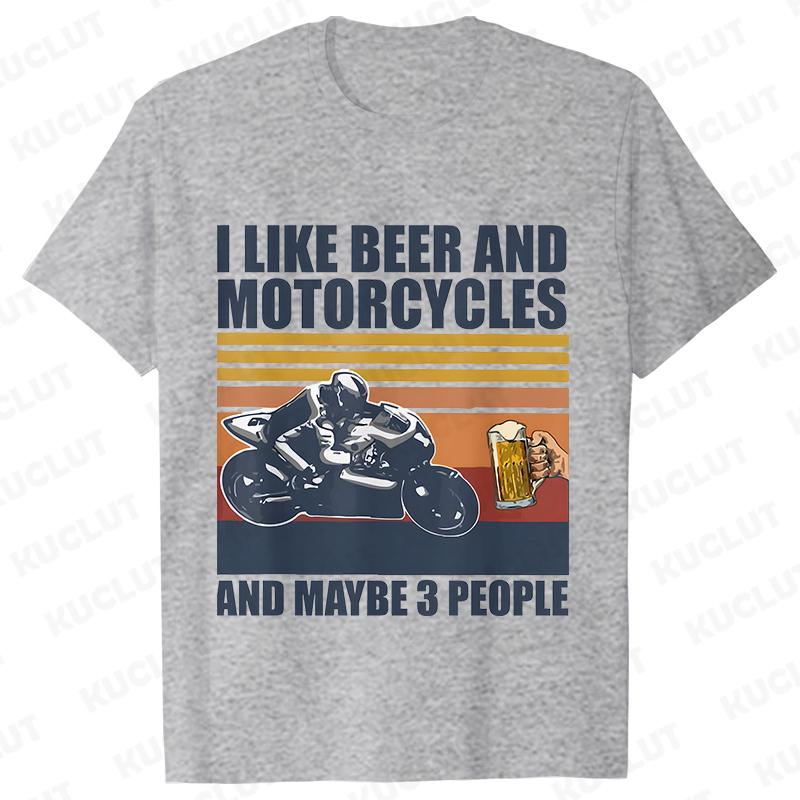 I Like My Motorcycle and Maybe 3 People T-Shirts Men Casual Loose Clothing Oversized Summer Fashion Tops Cartoon Mens Tshirts