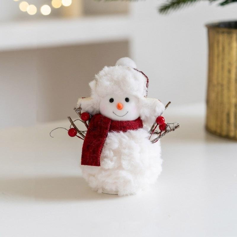 Cartoon Scarf and Hat Snowman Figurine Plush Toy Cartoon Festival Snowman Stuffed Dolls Winter Christmas Desktop Decors