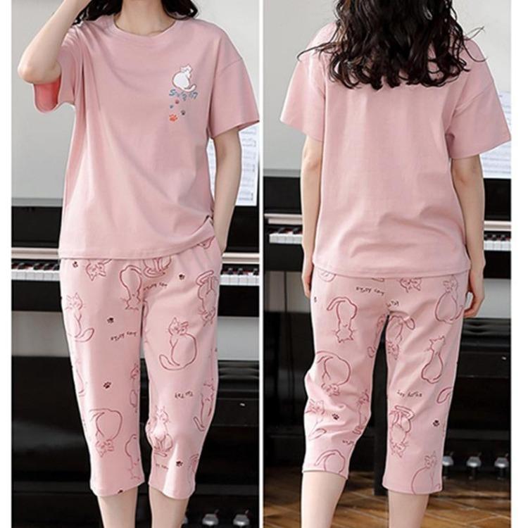Women's Cute Cartoon Print Pajamas Set 2PCS Plus Size Sleepwear Short Sleeve Shorts Fashion Casual Home Comfort Femme
