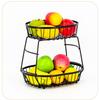 Detachable Two-Tier Metal Wire Fruit Basket Kitchen Countertop Storage Rack for Living Room Tabletop Organization and Display