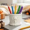 Multi Purpose Storage Barrel Gothic Skull Pen Holder, 3D Printed PLA Stationery Organizer, Gaming Desktop Halloween Theme Container for Makeup Brushes