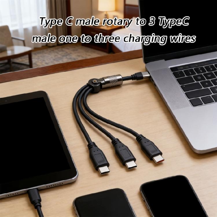Type C Splitter Cable Type C 1 Male to 3 Male Converter Multiple Expander Cable Multiport Split Adapter for Smartphone