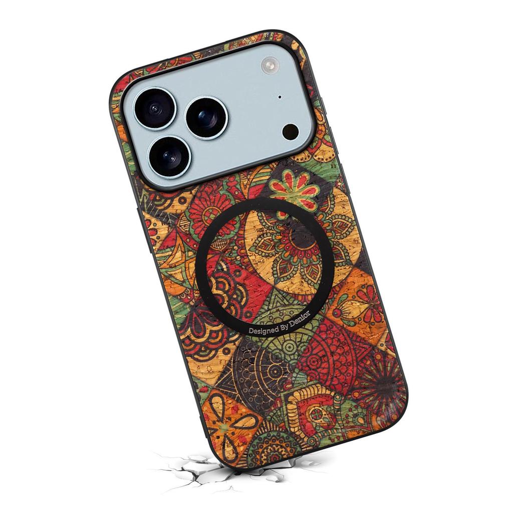 Denior Flower Leather Magnetic Case for iPhone Air, 16/15 Plus, 17 Pro