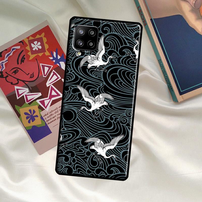 Art Crane Waves Case For Samsung Galaxy A06 A16 A56 A36 A26 A54 A34 A14 A52 A32 A12 A13 A33 A53 A15 A35 A55