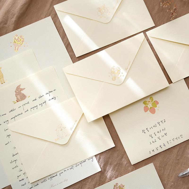 4letter Papers + 2 Envelopes Envelope Set, Romantic Planner, Message Greeting Card