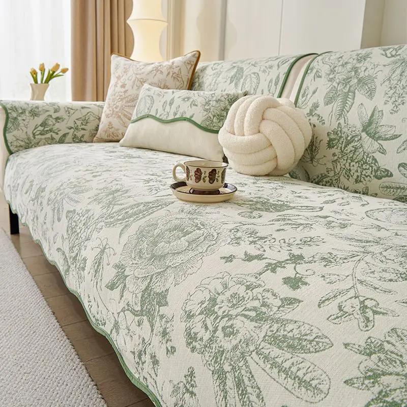 Univerzální celoroční chenilový polštář na pohovku Jednoduchý měkký a k pokožce šetrný potah na pohovku Pratelný v pračce Protiskluzová látka na pohovku