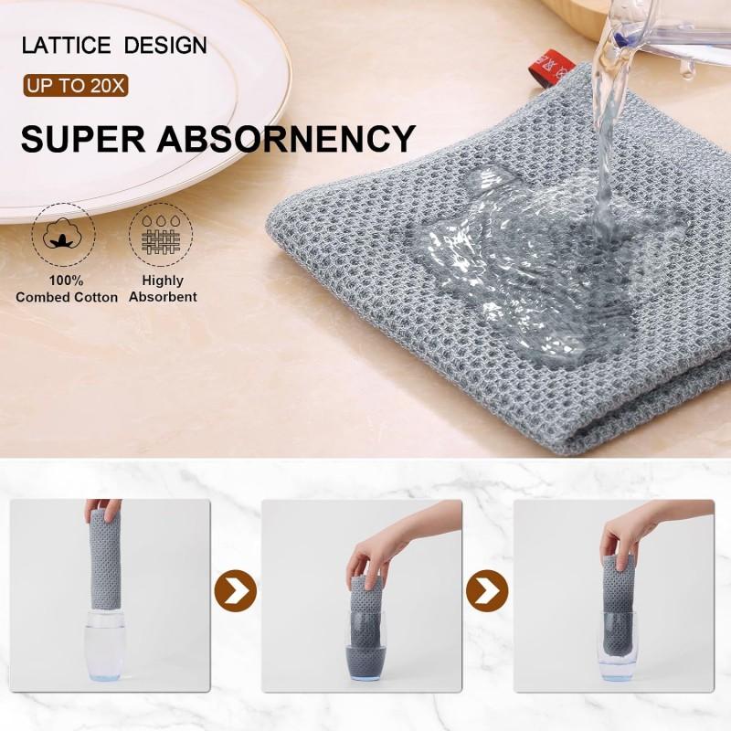 100% Cotton Towel Soft Absorbent Dishcloth Kitchen Dish Rags Honeycomb Breathable Face Wash Towel Household Cleaning Wash Cloth