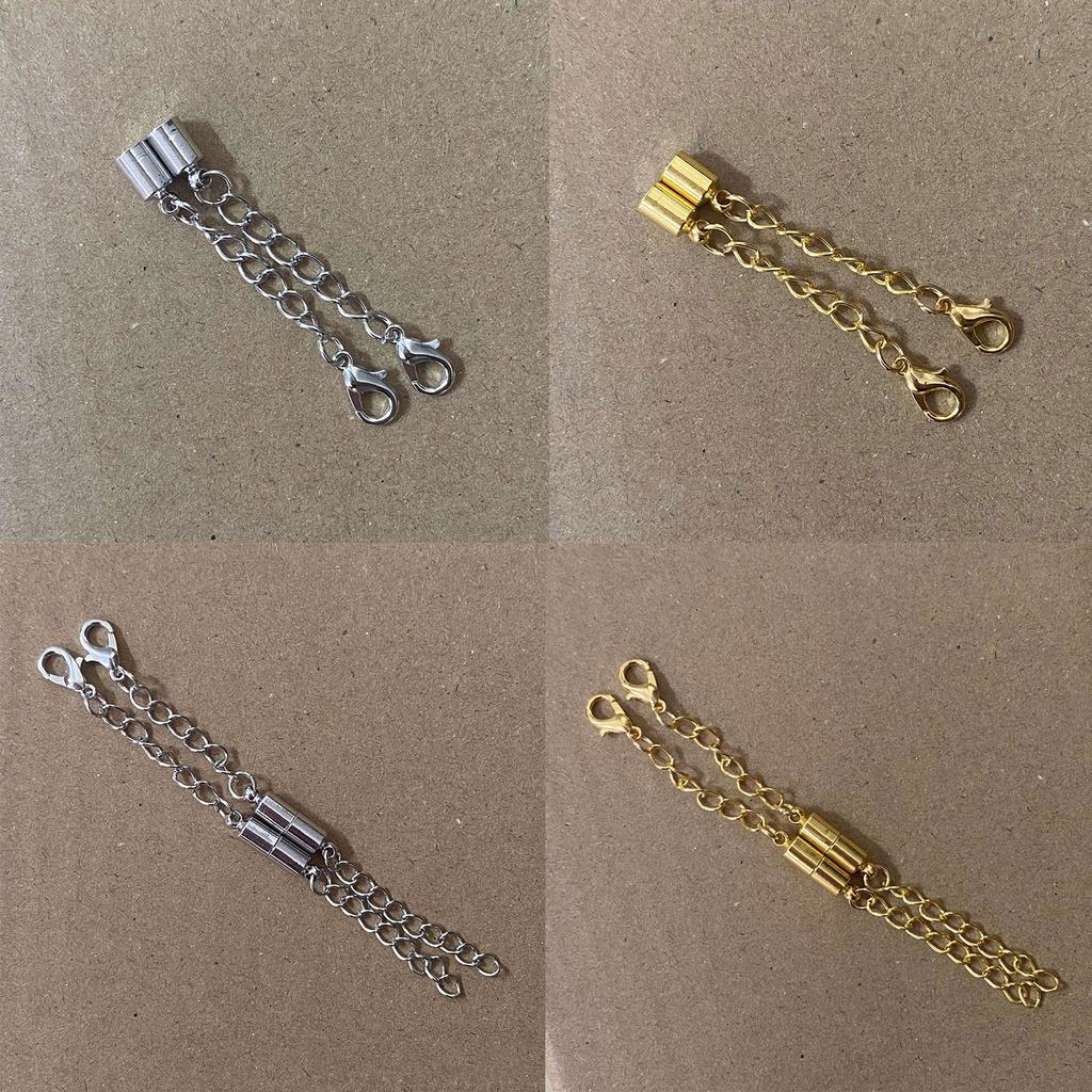 4 Pieces Pack Adjustable Chain Extender Set for Jewelry Making Gold/Silver Convenient Magnetic Clasp Extension Chain