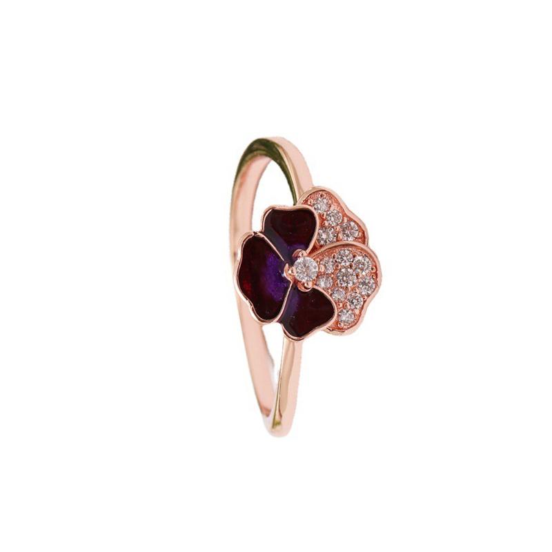 925 Sterling Silver Man-eating Flower Rose Four-leaf Clover Ring for Women Jewelry Open Design Wedding Party Fashion Gift