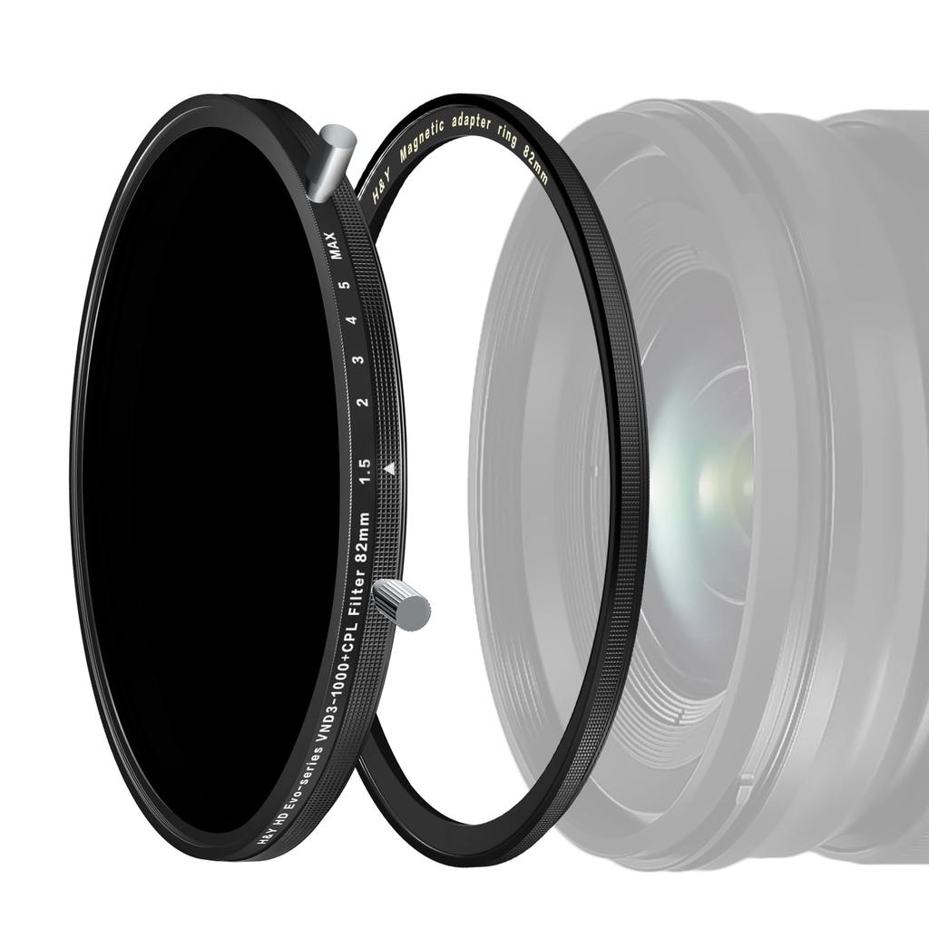 EVND82 Variabler 82mm HD EVO CPL-Filter Kompatibel mit Magnetischem und bis zu 10 Blenden Licht Enthält Objektiv und H&Y ND/PL-Filter, ND3-1000 + Kit, Einschraubbar