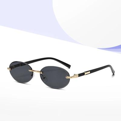 Retro Oval Women Sunglasses Brand Designer Rimless Clear Ocean Gradient Lens Shades UV400 Men Sun Glasses Lentes Mujer
