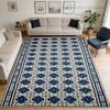 Blue Modern Geometric Style Big Living Room Rug Decoration Laundry Room Antiskid Fluffy Carpet Easy Clean Short Velvet Floor Mat