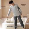 Men's 100% Cotton Long-Sleeve Pajama Set for Autumn/Winter