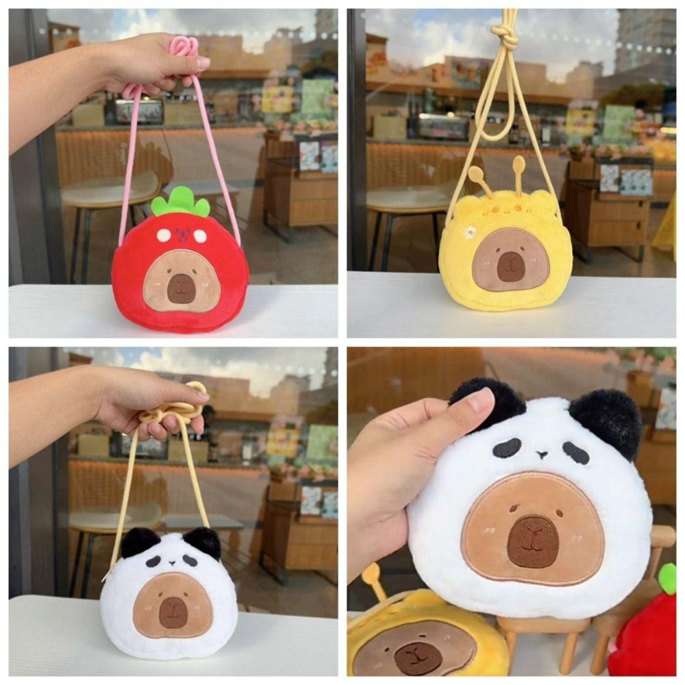 

Cross Dressing Capybara Crossbody Bag Panda Cartoon Children Кошелек Party Plush Shoulder Bag Подарки