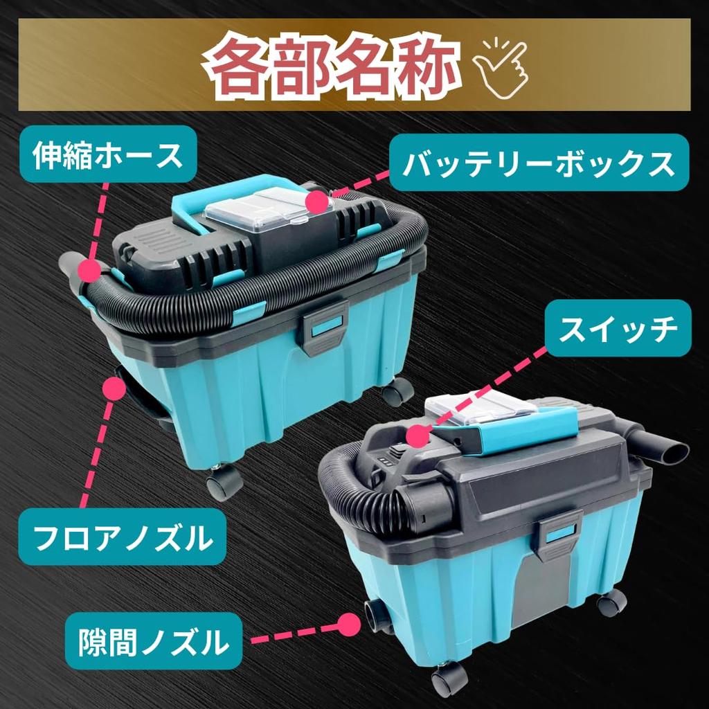 Makita Compatible Dust Collector with Vacuum Cleaner with Powerful 10L Large 18V Blower HEPA Lightweight Longsafe SYU01 Wet/Dry Charger, Compact,