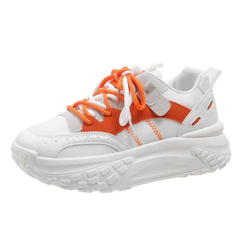 

Модные контрастные цветные женские туфли на шнуровке 2024 года, новые женские удобные кроссовки на платформе Muffin 41 оранжевый