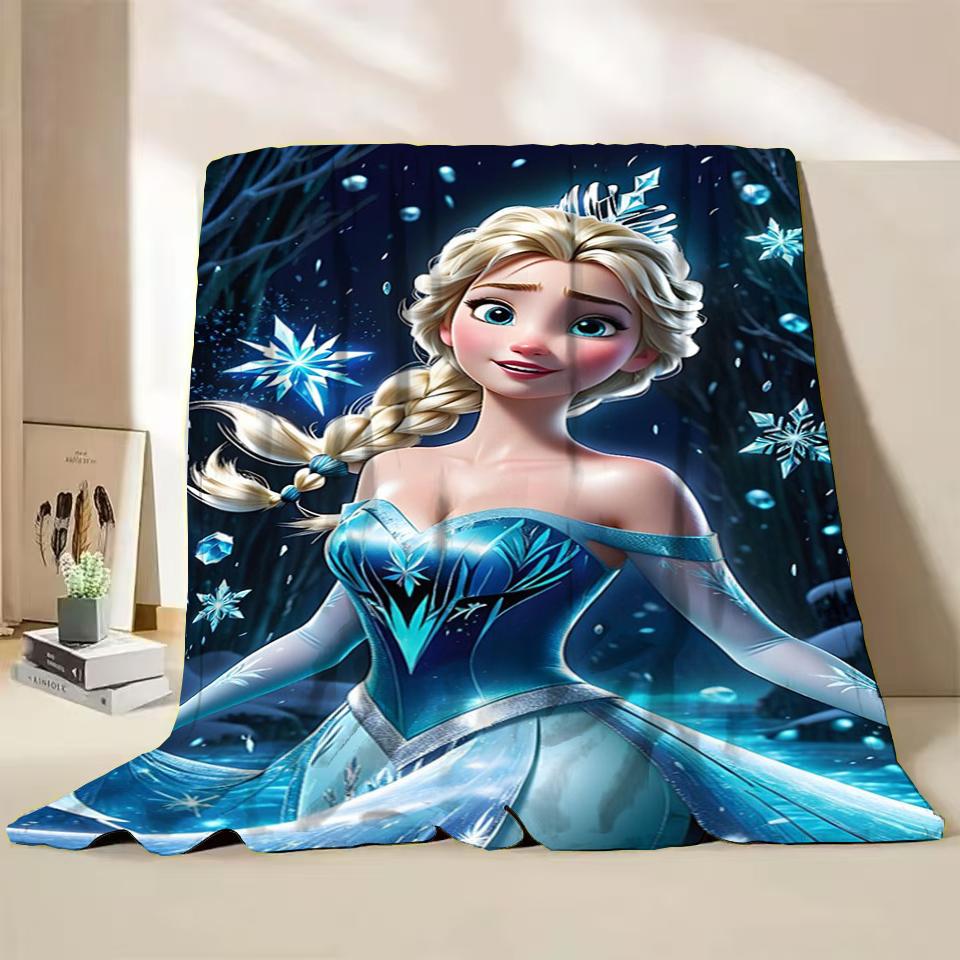 Disney Frozen Elsa Princess Childrens Adult Soft Flannel Blanket Fluffy Baby Plush for Bedroom Travel Office Cover Warm Blankets