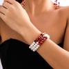 Blutige Imitationsperlen-Kette mit langen Quasten / Armband / Ohrringe für Damen Gothic Halloween Accessoires Modeschmuck