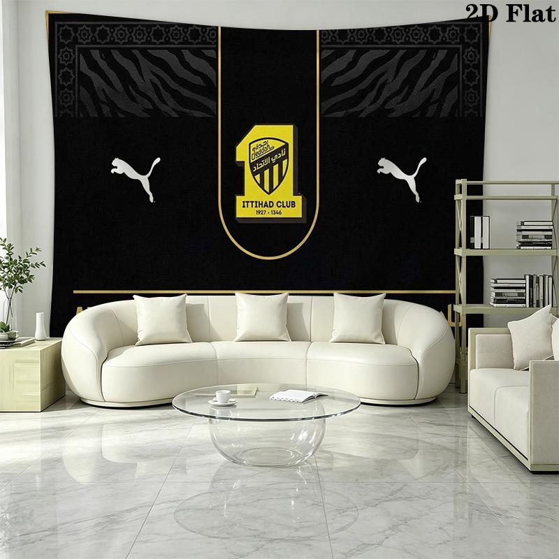 1ttihad Club Wall Tapestry Aesthetic Wall Hanging Printed Fabric Blanket Decorative Tapestries for Bedroom Living Room Home Decor
