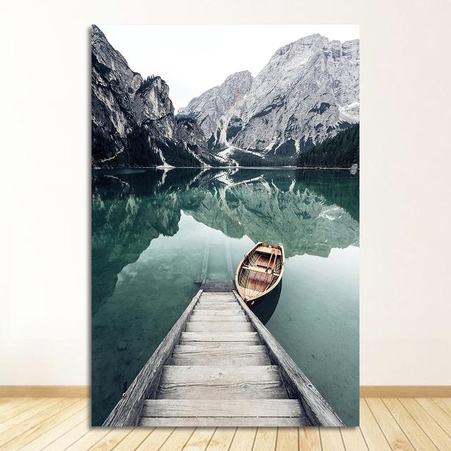 Poster Nordic Style Canvas Print Mountain Lake Painting Modern Scandinavian Home Decoration Wall Art Picture Nature Landscape