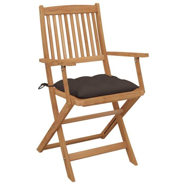 VidaXL Lot de 4 Chaises Pliables de Jardin avec Coussins, Sièges de Terrasse, Chaises de Salle à Manger, Meubles de Patio 3064640