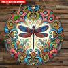 2D flat 20*20cm1pc Vibrant bright-coloured Dragonflies&Heart shape Flowers patterns Round Signage, Colorful Wall Art Decor for Bar Cafe Club Yard Home