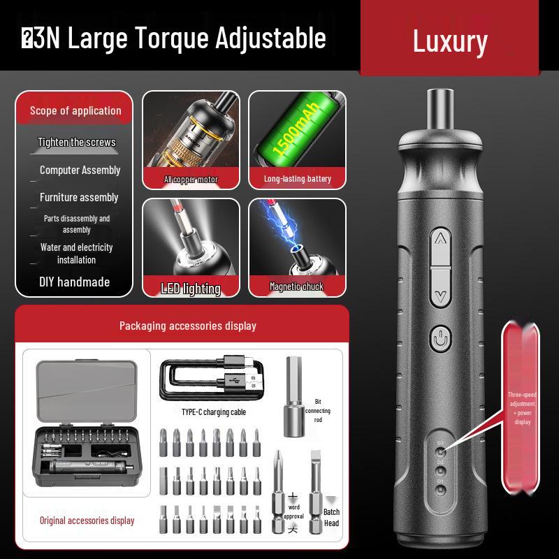 Rechargeable Mini Electric Screwdriver Set with Lithium Battery