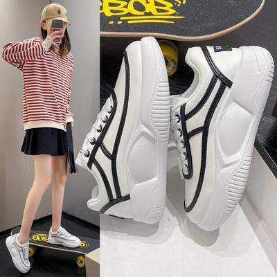 Korean Version of Little White Shoes Girl Spring 2024 New Thick Bottom Muffin Shoes Student Breathable Vulcanized Shoes
