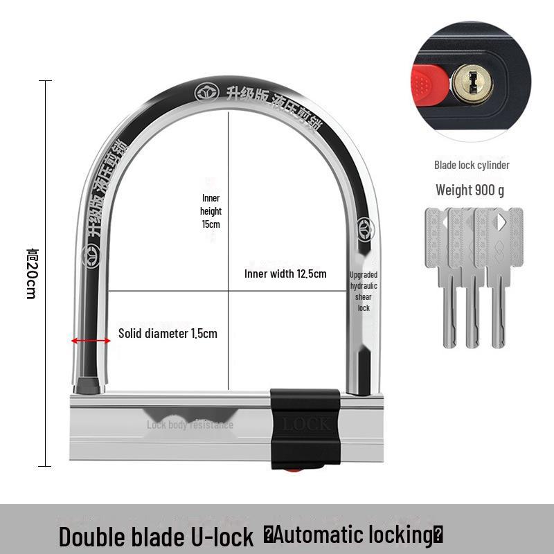 Waterproof U-Shaped Anti-Theft Electric Bike and Motorcycle Lock.