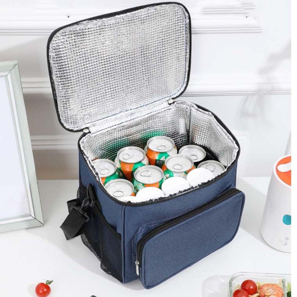 Solid Color Insulated Lunch Bag Large Capacity Food Warm Thermal Bag Tote Square Bag Travel