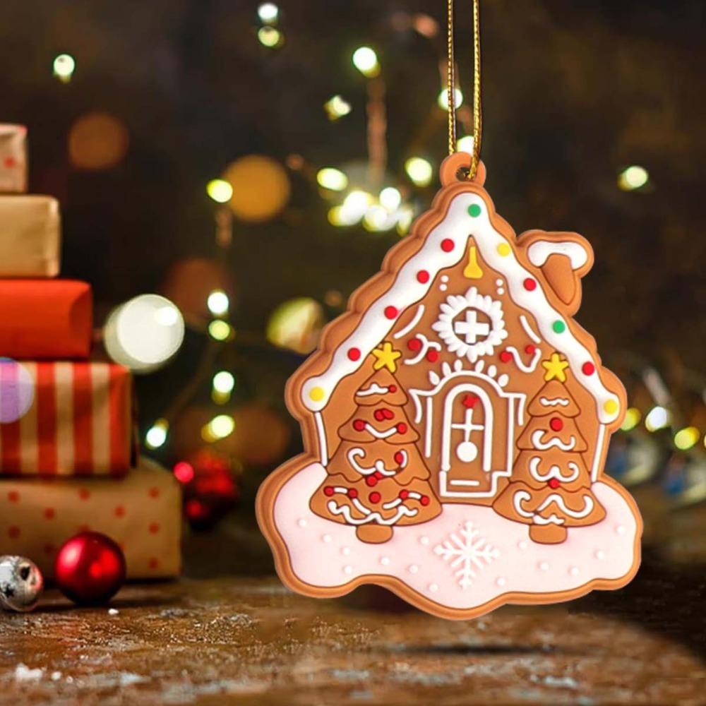 8/16Pcs Candy Color Christmas Gingerbread House Pendant Cabin Hanging Decoration  Navidad