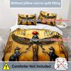 3Pcs Bedding Set Egyptian Style God Black Cat Print Cozy Duvet Cover King Queen Twin Size Birthday Gift For Adult Bedroom Decor
