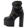 Sexy Rivet Black Ankle Boots Women Platform Soft Leather Autumn Winter Ladies Boots With Zipper Ultra High Heels Shoes
