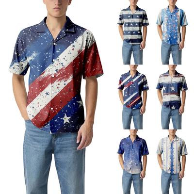 Men'S Casual Loose Short Sleeved Shirt Fashion Printed Shirt Top