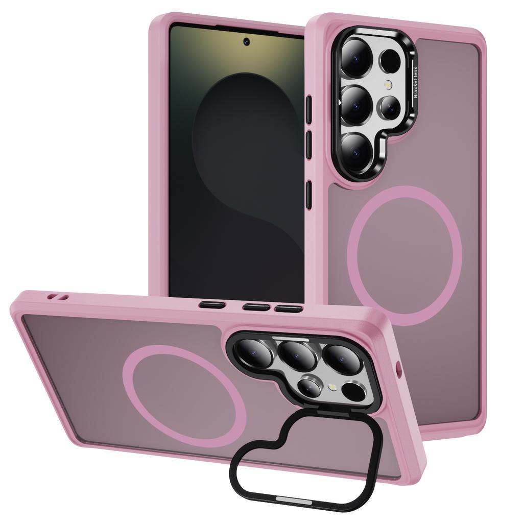 Camera Lens Kickstand Holder Shockproof Case for Samsung Galaxy S26 S24 S25 S23 Plus Ultra For Magsafe Matte Bumper Armor Cover