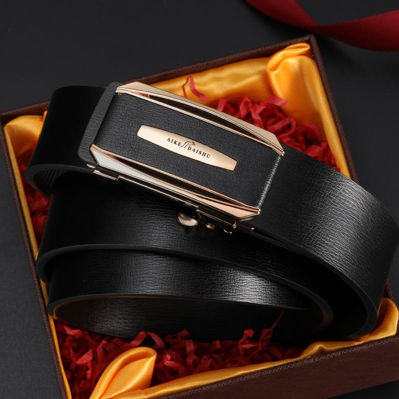 

Мужской ремень Натуральная кожа Нижнее белье Автоматическая пряжка Деловой ремень из коровьей кожи Среднего возраста и Молодежный Модный Повседневный Универсальный Брючный ремень Мужской 130cm