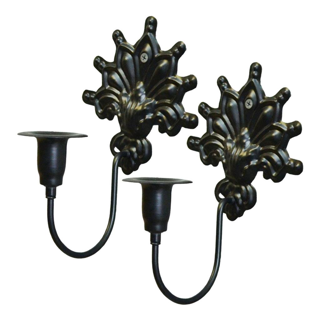 Iron Wall Candle Sconces Set French Vintage Retro Candlestick Holders Decorative Candle Rack for Hallway Art Corridor Decor