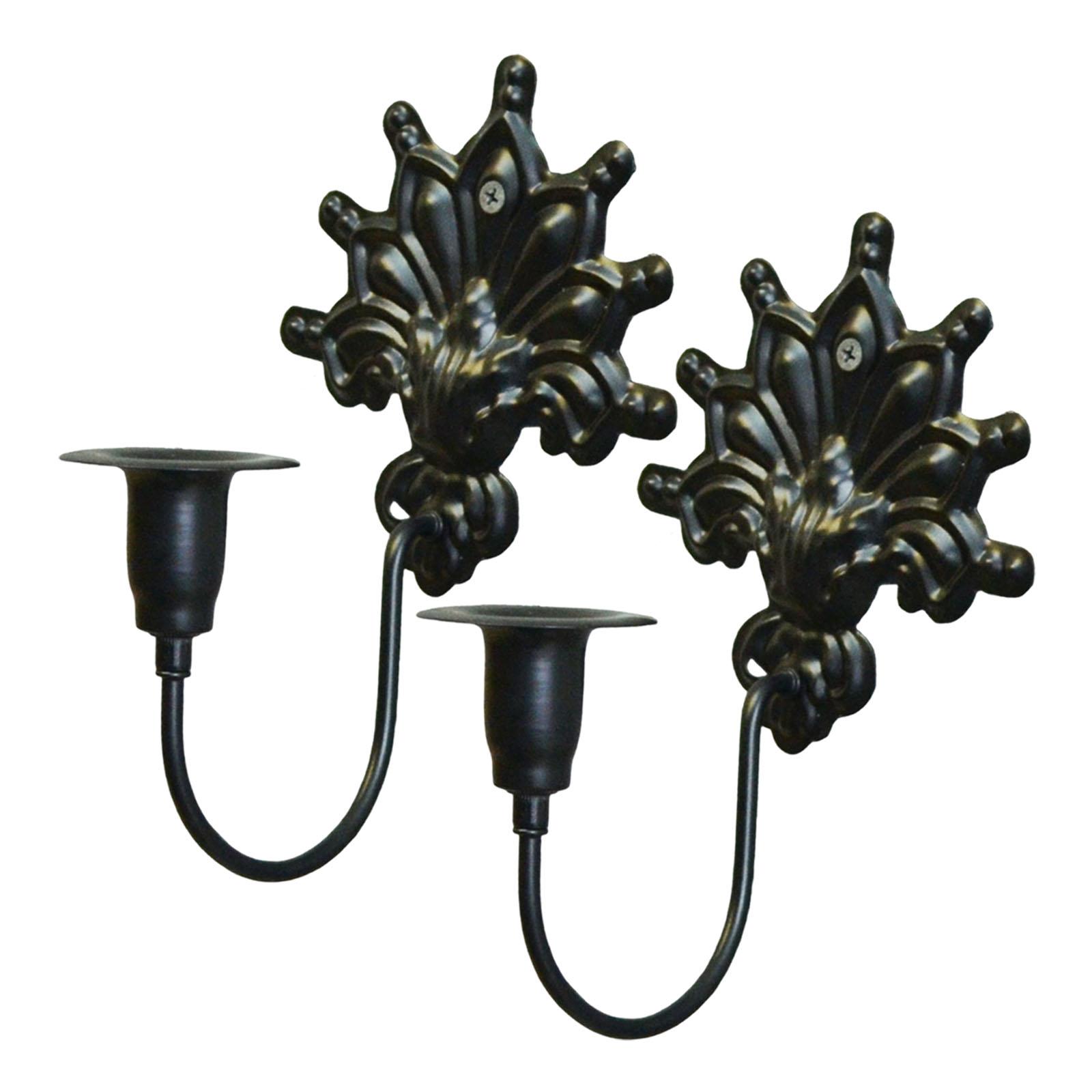 

Iron Wall Candle Sconces Set French Vintage Retro Candlestick Holders Decorative Candle Rack for Hallway Art Corridor Decor чёрный