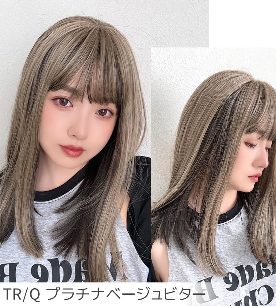 Brightlara Women's Medium Full Wig with Bangs, Inner Color, Blonde, and Bangs (hf1780-TRQ)