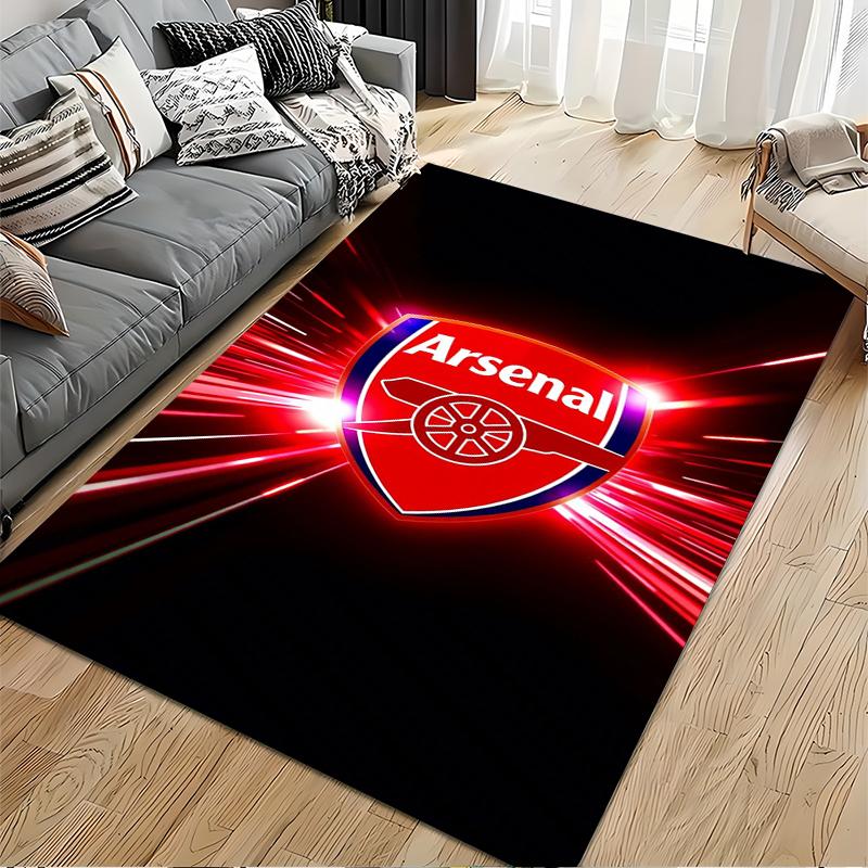 "Tappeto Nero con Logo Arsenal e Design a Raggi Rossi" Adatto per l'uso come antiscivolo per soggiorno, camera da letto, divani