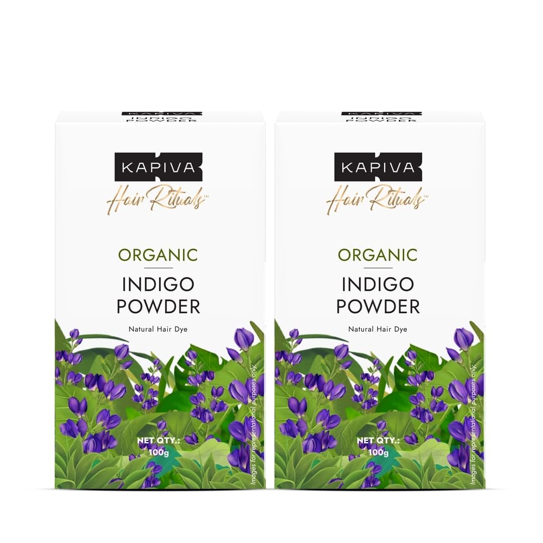 Kapiva Indigo Powder for Black Hair 100g Pack of 2 | 100% Natural Organic Herbal Hair Colorant | Chemical-Free Ayurvedic Hair Coloring